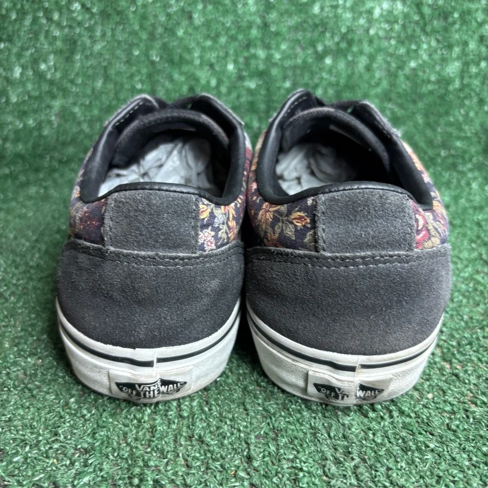 Vans Ward Floral Suede Canvas Low Top Skateboarding Sneaker Black Womens Sz 9.5